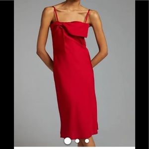 NWT- Anthropologie Hutch Adina Bow-front Midi Slip Dress, Red, size L